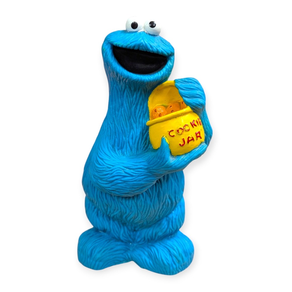 Vintage 1990 Illco Sesame Street Cookie Monster Coin Bank Muppets Blue 10 Inch